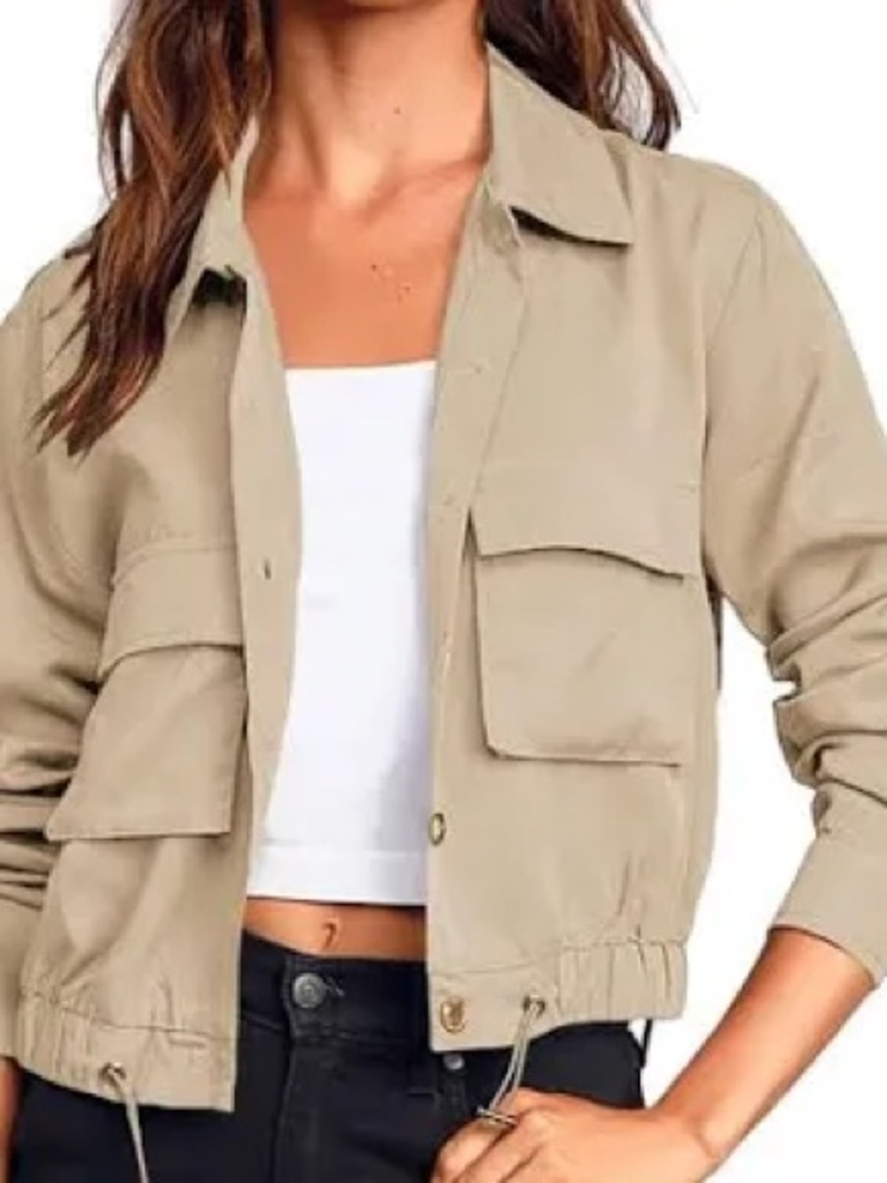 & Other Stories Cropped Khaki Utility Jacket